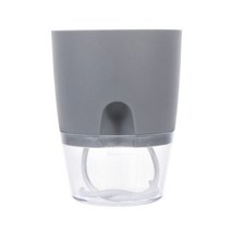 봄꽃화분 실내 식물 인테리어 행잉 2 층 게으른 자동 물뿌리기 화분 1 개 홈 정원 장식 스프링클 포워 포트 물 컨테이너 코튼 로프 포함 102102, 엘, 회색