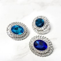 약 21-25mm 타원 큐빅단추 백금도금 모음 1개, 인디콜라이트