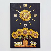 BnH 해바라기 부엉이 인테리어 액자 예쁜 벽시계 8983, 단품