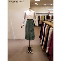 모조에스핀 쉬폰 나염 플리츠 주름 롱 스커트 S212MSD019-GNS212MSD019BK1