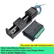T형 CNC 슬라이딩 테이블 레일 선형 스테이지 이송 가이드 플랫폼 스텝퍼 모터 드라이브 키트 미니 슬라이드 테이블 XYZ 축 테이블, 1mm 피치, 50mm 및 드라이브
