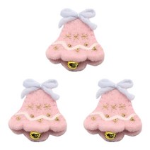 3pcs 크리스마스 펠트 징글 벨 펜던트 크리스마스 매달린 매력 DIY 가방 장식, 분홍색