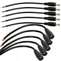 12V DC 커넥터 수 암 잭 와이어 케이블 어댑터 플러그 전원 공급 장치 15cm 길이 5.5x2.1mm LED 스트립 조, Black Female