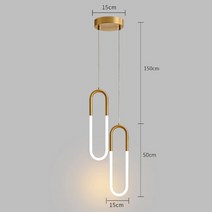 파워딜 골드 행잉 링 펜던트 조명 따뜻한 화이트 LED 램프 레스토랑 바 카페 U 모양, 04 A-2 heads-50cm_02 웜 화이트