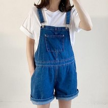 캣츠원피스 / 데님 멜빵반바지 청점프수트