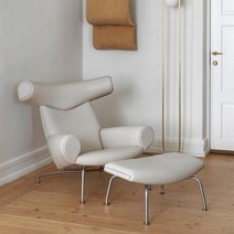 칼한센앤선 한스웨그너 쇼파 황소 의자 ox chair AC70 라운지체어, 극세사가죽+화이트 의자