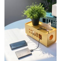 다용도 소품 정리함 전선케이블 정리 콘센트 정리박스 멀티텝 정리상자, 블루, 1개