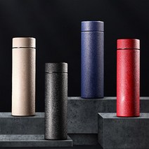 [2+1] 스마트 터치 온도계 텀블러 400ml, 베이지, 블루