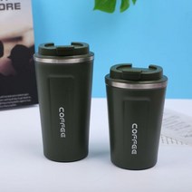 세라믹텀블러 벤티사이즈 초미니 쉐이크 도자기 텀블러 스테인레스 스틸 진공 커피 잔 누출 방지 휴대용 여행 자동차 물병 컵 열 플라스크 절연 컵 밀크 티, 녹색 1pc, 380ml