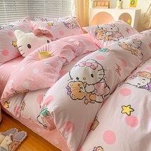 키티 이불 세트 침구 수면 귀여운 애니메이션 캐릭터 침대 애니 고양이