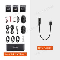 무선마이크 방송용 ASMR 스튜디오 핸디 Godox MoveLink 무선 라발리에 카메라 마이크 송신기 M1 M2 II 업그레이드, 27.II M2 Black Kit 2