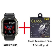 스마트워치 Kospet 탱크 m1 pro 블루투스 통화 5atm ip69k 방수 smartwatch 남자 심박수 혈압 산소 모니터링, 블랙 n 유리 필름