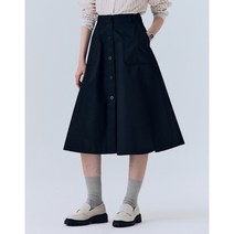 헤지스 여성 네이비 면 캐주얼 플레어 스커트 HSSK3B305N2 272679