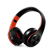 블루투스 이어폰 HIFI 스테레오 헤드폰 음악용 SD 카드 헤드셋 FM 지원 마이크 포함 휴대폰 태블릿 샤오미 아이폰 호환 삼성, [06] Black orange