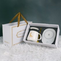 컵 히터 커피 머그잔 타이머 난방 코스터 스마트 온도 조절 패드 핫 플레이트 우유 따뜻하게, 03 white set_04 AU