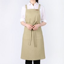 미단디자인 XAP004 린넨 바리스타 쉐프 카페 주방 업소용 행사용 앞치마, 1매, 올리브그린