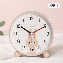 에끌 예쁜탁상시계 신혼선물 알람시계 작은 알람 시계 북유럽 스타일의 시계 책상 시계 전용 침대 옆 어린이 만화 음소거 데스크탑 침실-12589, 04. 흰 토끼 4 인치 [야간 등