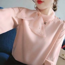 스타일아유 여성 봄 러블리 타이 새틴 리본 블라우스 간절기 셔츠 오피스룩 하객룩 A3A1BL0879WH6