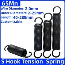 스프링 오픈 후크 장력 용수철 풀백 코일 익스텐션 드래프트 와이어 직경 2.0mm 외경 12-25mm, [01] 2.0mm, [01] 12mm, [18] 240mm(1Pcs)