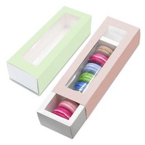 마카롱 박스 25팩 투명 창이 있는 마카롱용 상자 마카롱 선물 상자 6 쿠키 선물용 라이트 핑크 및 라이트 그린 마카롱 박스. 제네릭(Generic)