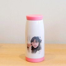 포토 텀블러 주문제작 보온 보냉 커스텀 어린이집 연인 애인, 350ml, 밀크텀블러(뚜껑핑크))