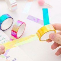 홀로그램 마스킹테이프 6color 반짝이 디자인 데코 마테 테이프 다꾸용품, 퍼플, 퍼플