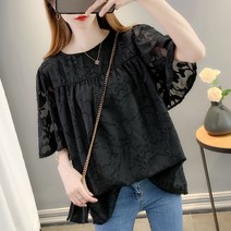 tagi 시폰 블라우스 여성 여름 반팔 티셔츠L~5XL
