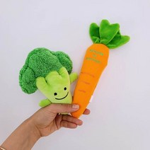채소좋아 강아지 애착인형 바스락 삑삑이 장난감 2color, 당근