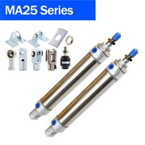 MA25 공압 공기 실린더 25MM 보어 25-500mm 스트로크 소형 스테인레스 스틸 피스톤 더블 액션 미니, MA25x300-CA-S, Cylinder And U