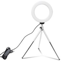 유튜브 틱톡 사진 촬영 조명 6inch 미니 led 데스크탑 비디오 링 라이트 셀카 램프 삼각대 스탠드 usb 플러그 youtube 라이브 스튜디오, 협력사, 은색 삼각대