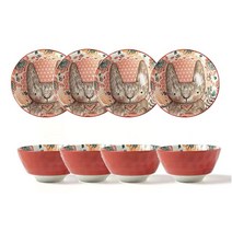북유럽 그릇 세트 캐릭터 밥그릇 국그릇, E긴귀토끼X4, 12cm*6cm 4.5인치