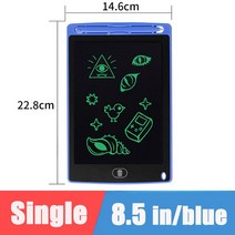 스마트전자칠판 전자칠판 8.5/10/12 인치 LCD 태블릿 전자 디지털 쓰기 및 다채로운 화면 낙서 보드 필기 종이 그리기 선물, [02] 8.5in Single Blue