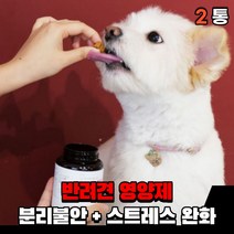 강아지 스트레스 영양제 분리불안 안정영양제 완화제 불안증세 분리 불안 해소제 추천 애견 반려견 소형견 대형견 영양제, 스트레스 + 분리불안(2통)