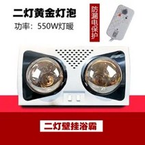 전기 램프 욕실 난방기 온열 가정용 소형 히터 화장실 난로 방수 미니 벽걸이 목욕탕 발열, 2등벽걸이【고열황포】누전보호