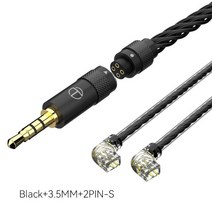trn t2s pro 16 코어 hifi 업그레이드 분리형 케이블 mmcx 2pins trn vx pro ta2 ta c16 zsx mt1 mt2 edx, 검은색 3.5 2핀 qdc