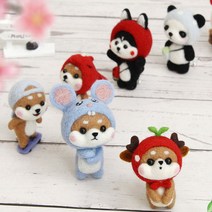 양모펠트 니들펠트 DIY 세트 강아지 고양이 걱정인형 인형만들기, [on]31.핑크캣1
