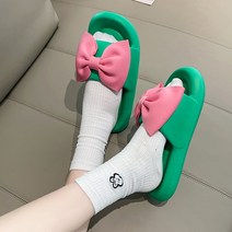왕리본 슬리퍼 귀여운 푹신한 여성 사무실 실내화 학생 굽높은 발편한 말랑 여름