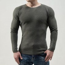 머슬핏니트 남자 반목폴라 헬창 남성용 긴팔 라운드넥 스웨터 슬림핏 니트 셔츠 라지 사이즈 패션 트렌드 가을 및 겨울