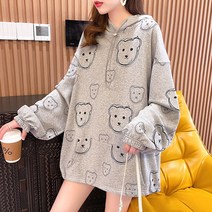 KORELAN 여성 만화 만화 만인 도안 넉넉하다 큰 사이즈 캥거루 주머니 줄넘기 후드티