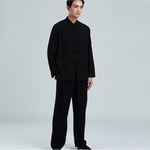 쿵푸의상 도복 전통의상 새로운 블랙 코튼 린넨 의류 세트 남자 태극권 정장 연습 당나라 무술 유니폼 날