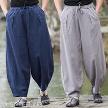 JUST FEEL!NG 1+1 남성 오버사이즈 면마 밴딩 조버 바지 여름 쿨맥스 린넨 배기팬츠 빅사이즈 운동 바지
