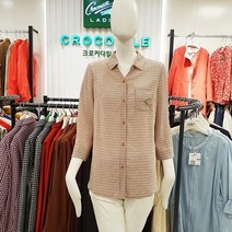 달라붙지않는지짐이스타일잔체크무늬칠부블라우스CLAMBL112OR