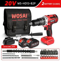 WOSAI MT 시리즈 브러시리스 전기 드릴 스크루 드라이버 125Nm 20V 13mm 무선 해머 리튬 이온 배터리, CHINA_WS-HD13-B2P