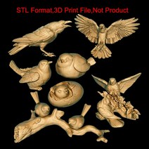 Bird Owl Set 3d model STL 릴리프 cnc 라우터 3d 프린터 artcam aspire 3D 모델 stl 파일 동물, 01 3D Print File