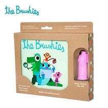 American the Brushies 실리콘 손가락 침대 손가락 칫솔 아기 우유 치아 접착제 삶은 어금니 스틱 수입 가능, 피기 파우더(0-4세 적합) + 책