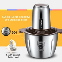 고기 분쇄기 민서기 1.5kg 전기 220V 주방 쵸퍼 스테인레스 스틸 민서 가정용 푸드 프로세서 마늘 야채 슬라이서, [01] 1.25kg, [05] KR