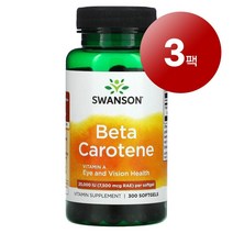 Swanson 항산화 관리 베타카로틴 Beta Carotene 25000IU RAE 7500mcg 300정 1팩, 3팩