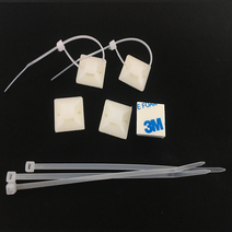 차차미 케이블타이+3M 고정 홀더 세트 부착 접착식 전선 정리 걸이 후크, (케이블타이+3M고정 홀더) 40세트, 화이트(소형)