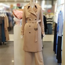 SOUP NC10 베이지 빅카라 더블트렌치 코트 루즈핏 롱 오버핏 더블단추 벨트 트렌치코트 OY9BBQQ1