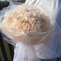 발렌타인데이 선물 와이프 여자친구 초대형 완제품 믹스 드라이 플라워 부케 영생 꽃 세트 장미 안개꽃, [빅 번치] 19 샴페인 골드 로즈 집소피라, 창조적 인 꽃다발